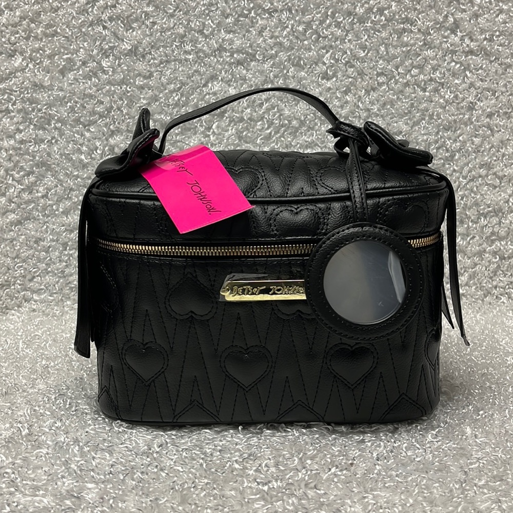 Betsey Johnson black bow makeup train case